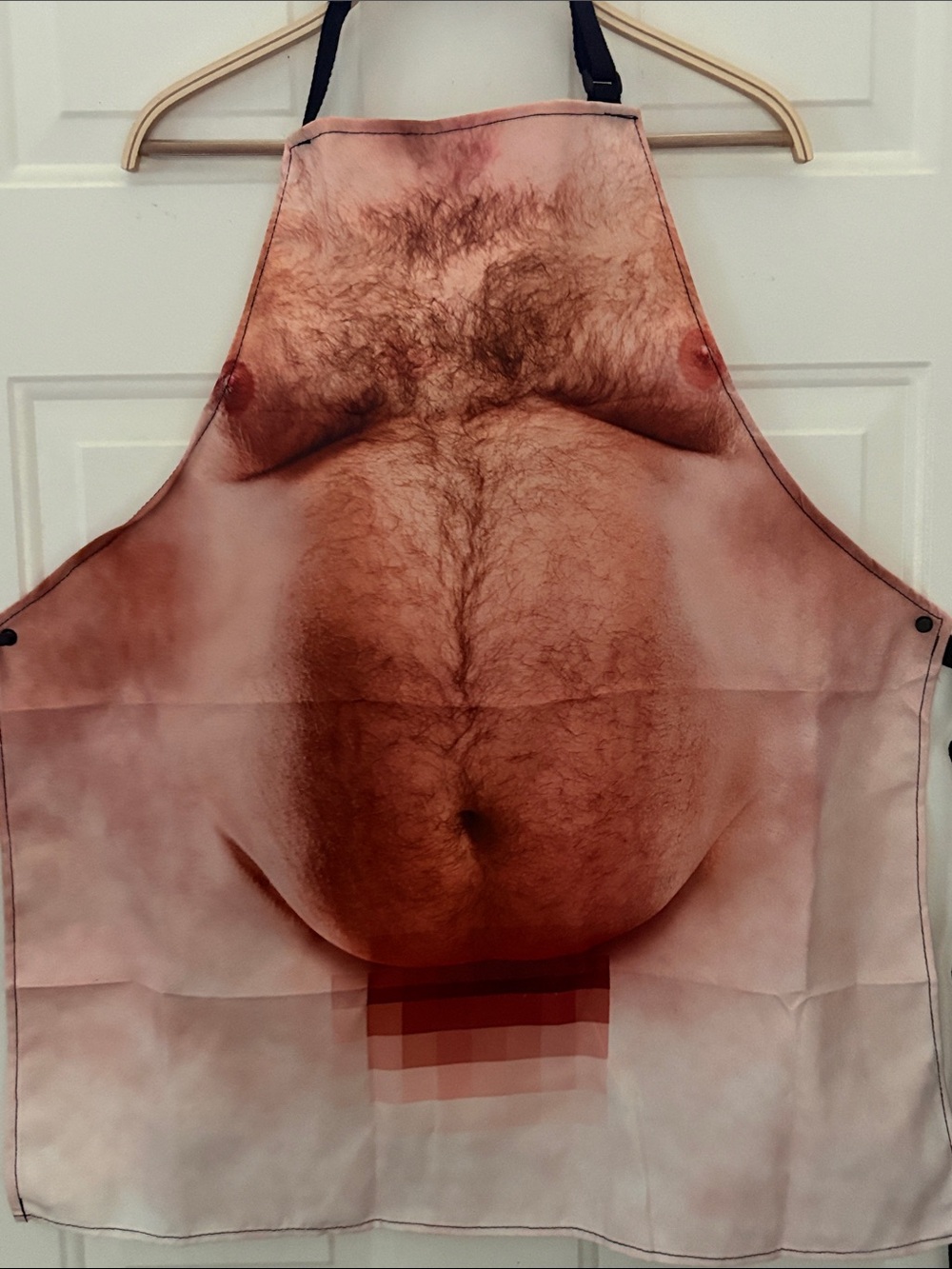 Novelty 'Beefcake' BBQ Apron - Funny Chest Print, White/Beige - Picture 3 of 4